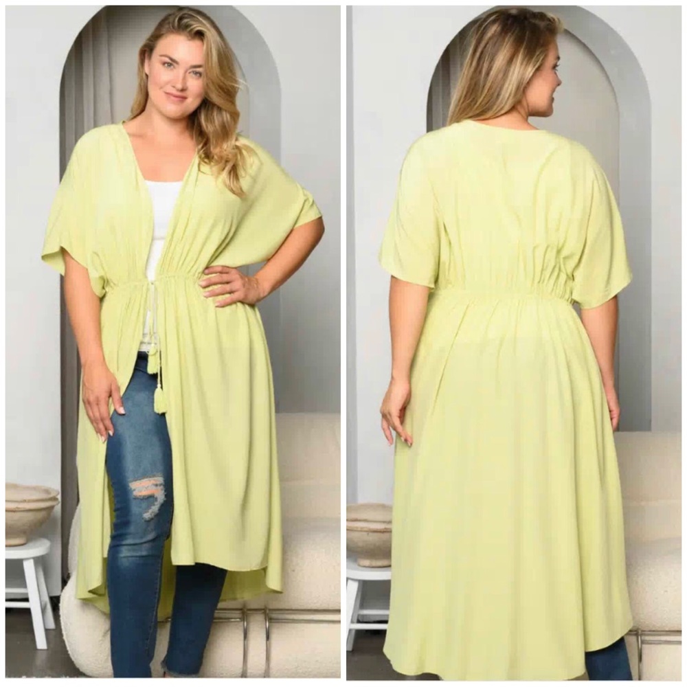 SHORT SLEEVE OPEN FRONT SELF TIE CARDIGAN